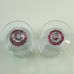 A fine pair vintage Murano art glass trailed & applied hand-made Goblets C.20thC