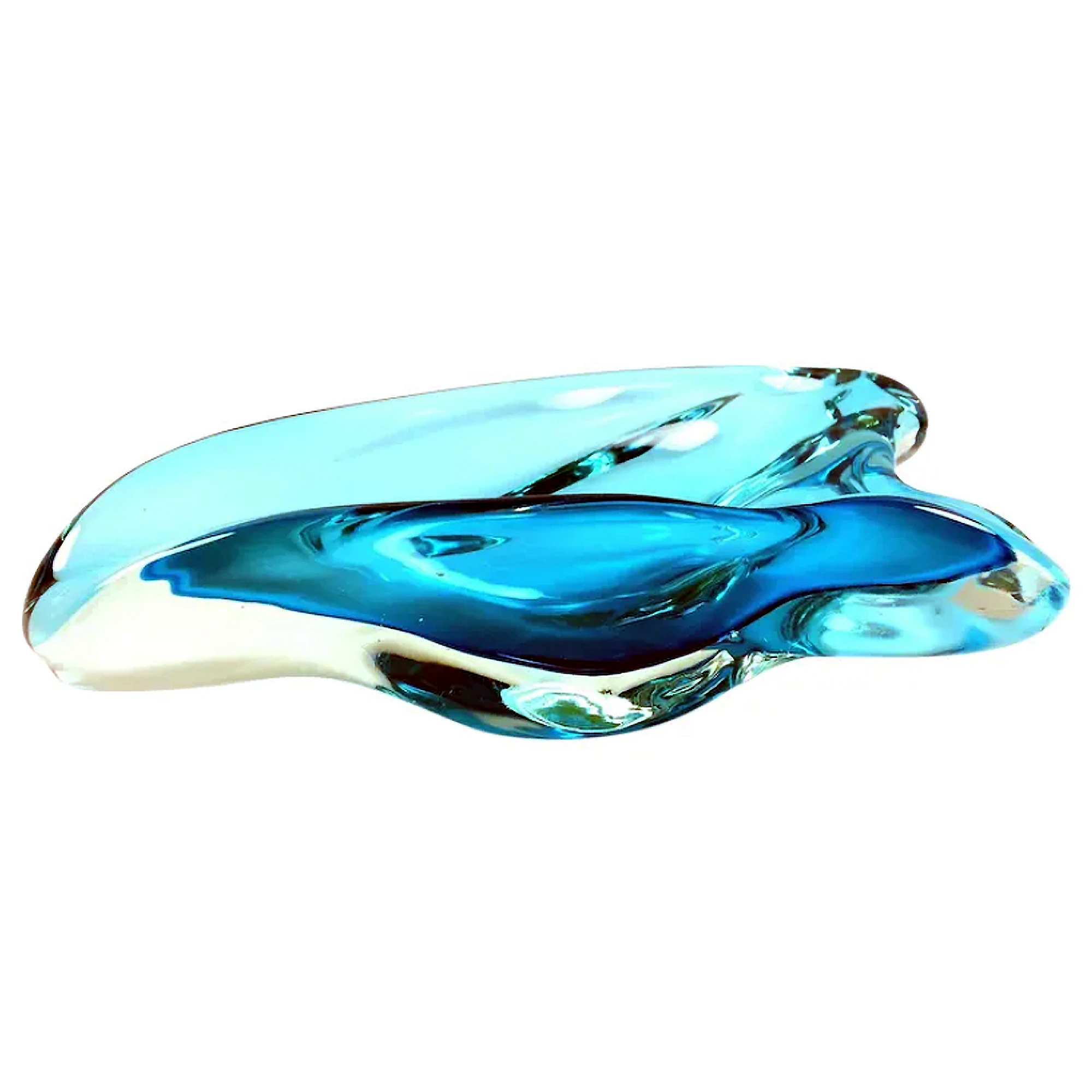 A retro mid-century Murano Sommerso organic freeform art glass Bowl - Star Trek Communicator design C.1970's