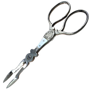 An unusual pair of antique Georgian Steel & MOP Scissor Tong Nips C.18th/19thC