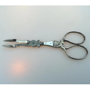 An unusual pair of antique Georgian Steel & MOP Scissor Tong Nips C.18th/19thC