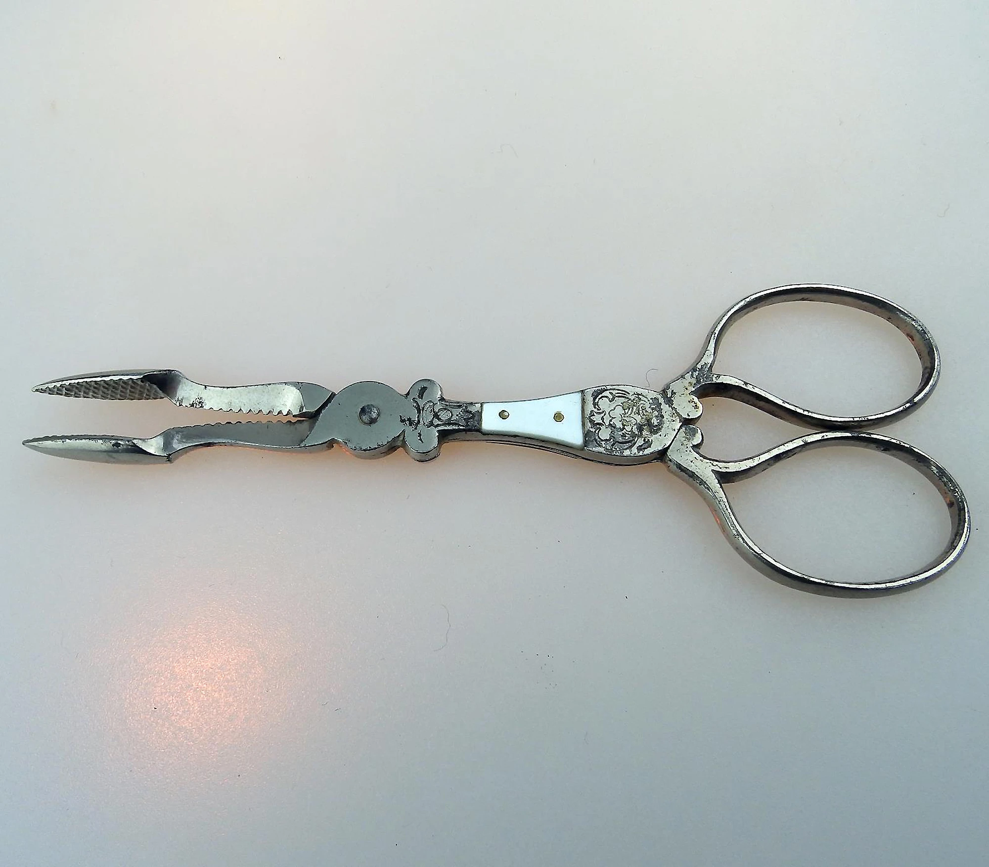 An unusual pair of antique Georgian Steel & MOP Scissor Tong Nips C.18th/19thC