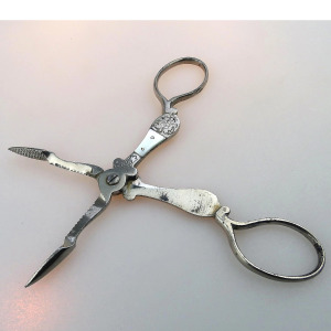 An unusual pair of antique Georgian Steel & MOP Scissor Tong Nips C.18th/19thC