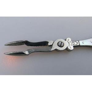 An unusual pair of antique Georgian Steel & MOP Scissor Tong Nips C.18th/19thC