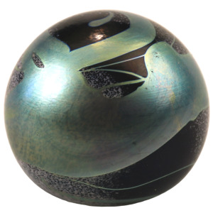 A vintage modern Okra Richard Golding art glass iridescent Paperweight C.1980's