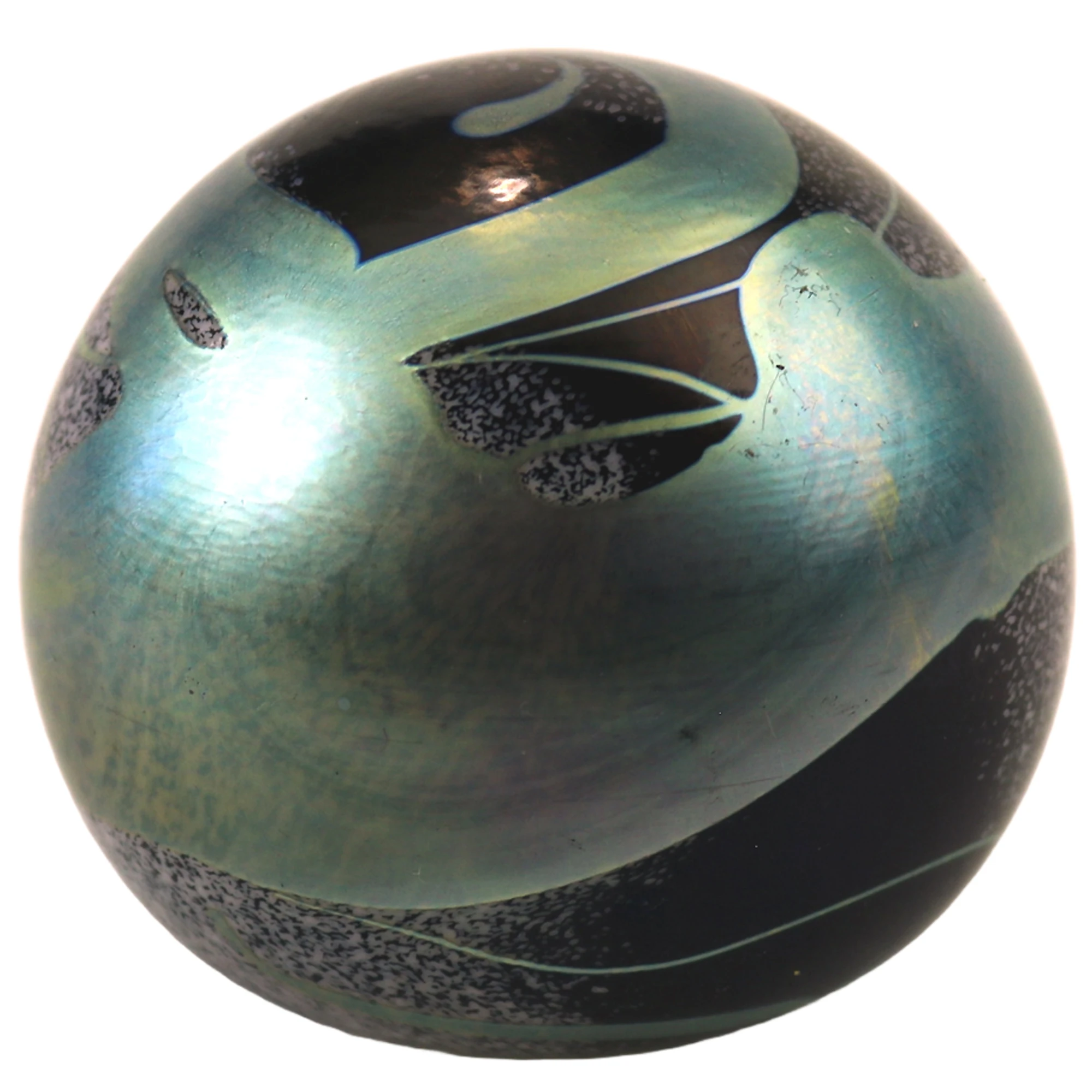 A vintage modern Okra Richard Golding art glass iridescent Paperweight C.1980's