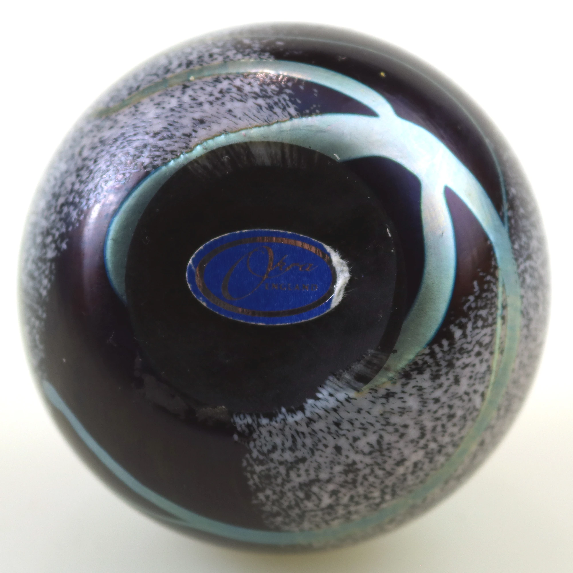 A vintage modern Okra Richard Golding art glass iridescent Paperweight C.1980's