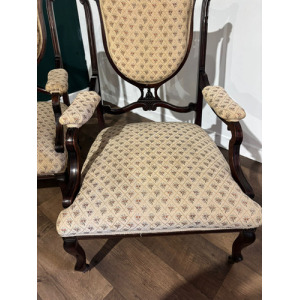 Pair Of Antique Mahogany Framed Drawing Room Chairs
