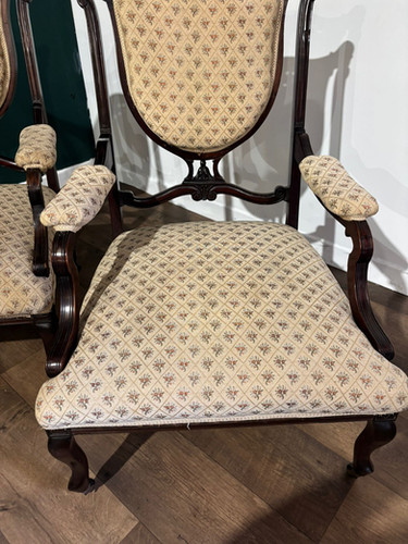 Pair Of Antique Mahogany Framed Drawing Room Chairs