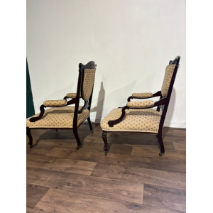 Pair Of Antique Mahogany Framed Drawing Room Chairs