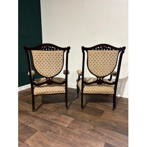 Pair Of Antique Mahogany Framed Drawing Room Chairs