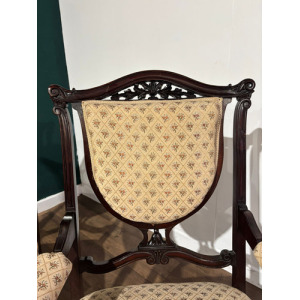 Pair Of Antique Mahogany Framed Drawing Room Chairs