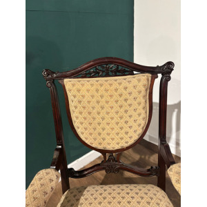Pair Of Antique Mahogany Framed Drawing Room Chairs