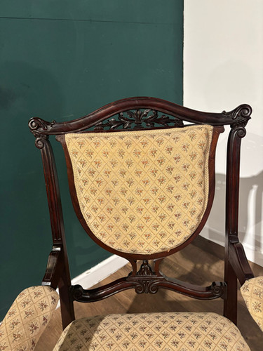 Pair Of Antique Mahogany Framed Drawing Room Chairs