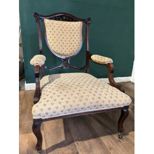 Pair Of Antique Mahogany Framed Drawing Room Chairs