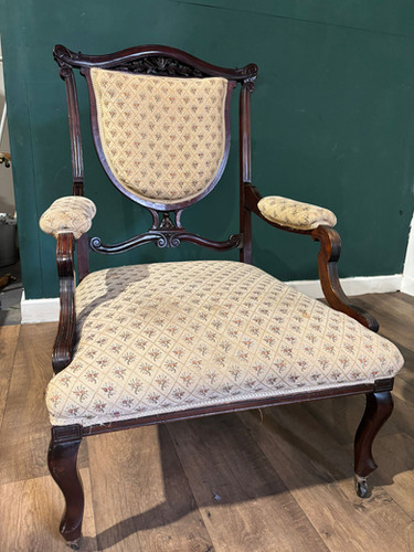 Pair Of Antique Mahogany Framed Drawing Room Chairs