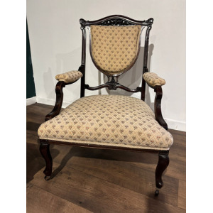 Pair Of Antique Mahogany Framed Drawing Room Chairs