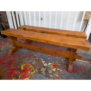 Pair of Early 20th Century Pine Tavern/Hall Benches