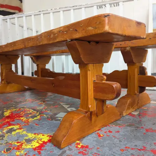 Pair of Early 20th Century Pine Tavern/Hall Benches