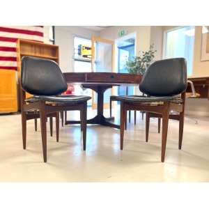 Pair of Eilliotts of Newbury, Teak and Leatherette Dining Chairs