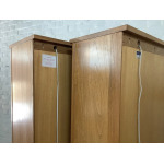 Pair Of Ercol Mural Glazed Cabinets In Light Finish.