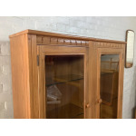 Pair Of Ercol Mural Glazed Cabinets In Light Finish.