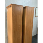 Pair Of Ercol Mural Glazed Cabinets In Light Finish.
