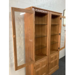 Pair Of Ercol Mural Glazed Cabinets In Light Finish.