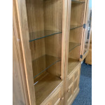 Pair Of Ercol Mural Glazed Cabinets In Light Finish.