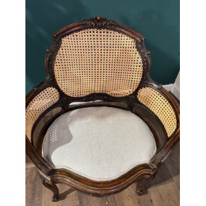 Pair Of French Louis XV Style Walnut Bergere Elbow Chairs