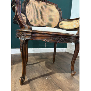 Pair Of French Louis XV Style Walnut Bergere Elbow Chairs