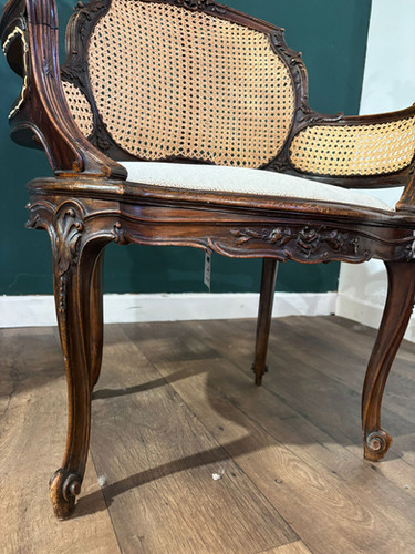 Pair Of French Louis XV Style Walnut Bergere Elbow Chairs