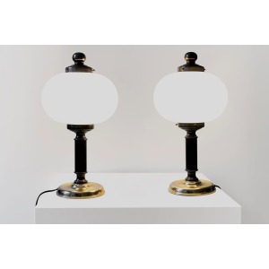 Pair Of French Opaline Table Lamps 20th Century