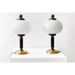 Pair Of French Opaline Table Lamps 20th Century