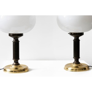 Pair Of French Opaline Table Lamps 20th Century