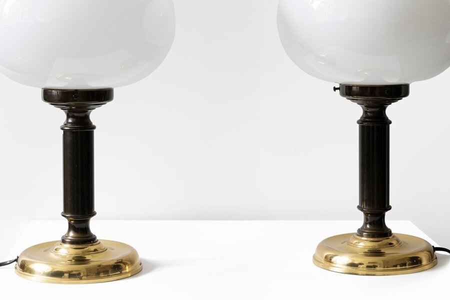 Pair Of French Opaline Table Lamps 20th Century