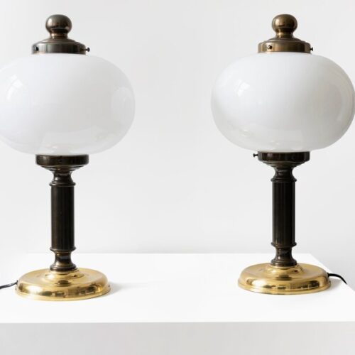 Pair Of French Opaline Table Lamps 20th Century