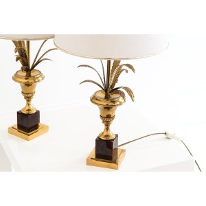 Pair Of Palm Leaves Table Lamps, In The Style Of Maison Charles, 20th Century,