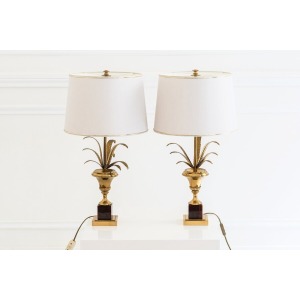Pair Of Palm Leaves Table Lamps, In The Style Of Maison Charles, 20th Century,