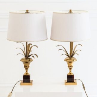 Pair Of Palm Leaves Table Lamps, In The Style Of Maison Charles, 20th Century,