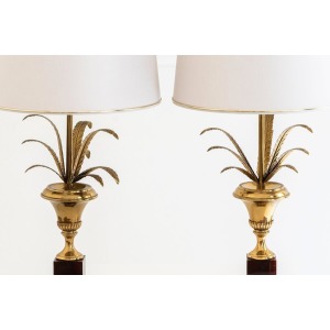 Pair Of Palm Leaves Table Lamps, In The Style Of Maison Charles, 20th Century,