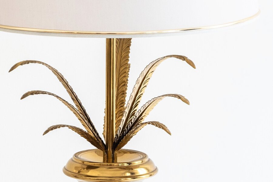 Pair Of Palm Leaves Table Lamps, In The Style Of Maison Charles, 20th Century,