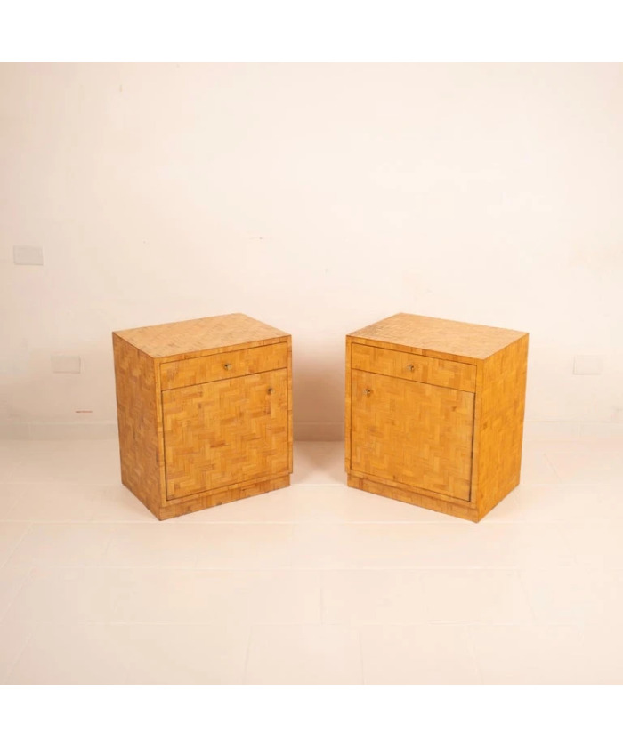 Pair of Pressed Bamboo Nightstands by Southern Nurseries, 1970s