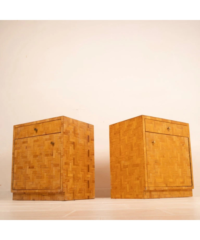 Pair of Pressed Bamboo Nightstands by Southern Nurseries, 1970s