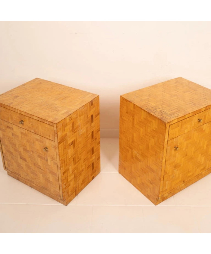 Pair of Pressed Bamboo Nightstands by Southern Nurseries, 1970s