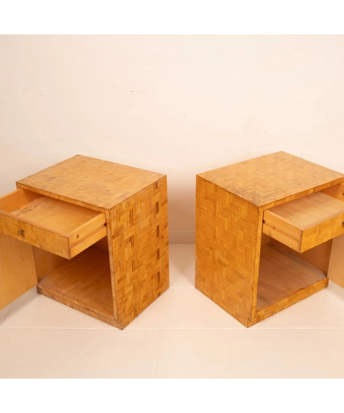 Pair of Pressed Bamboo Nightstands by Southern Nurseries, 1970s