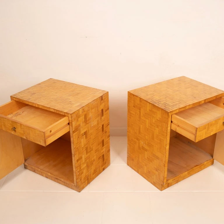 Pair of Pressed Bamboo Nightstands by Southern Nurseries, 1970s