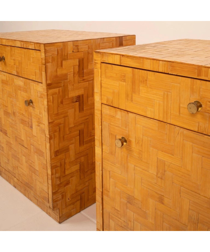 Pair of Pressed Bamboo Nightstands by Southern Nurseries, 1970s