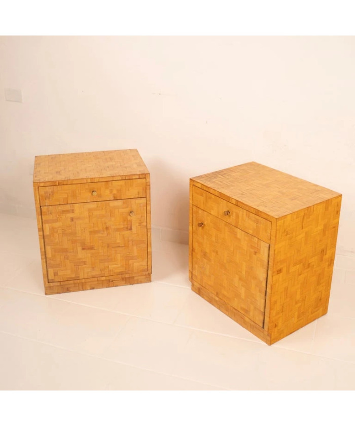 Pair of Pressed Bamboo Nightstands by Southern Nurseries, 1970s