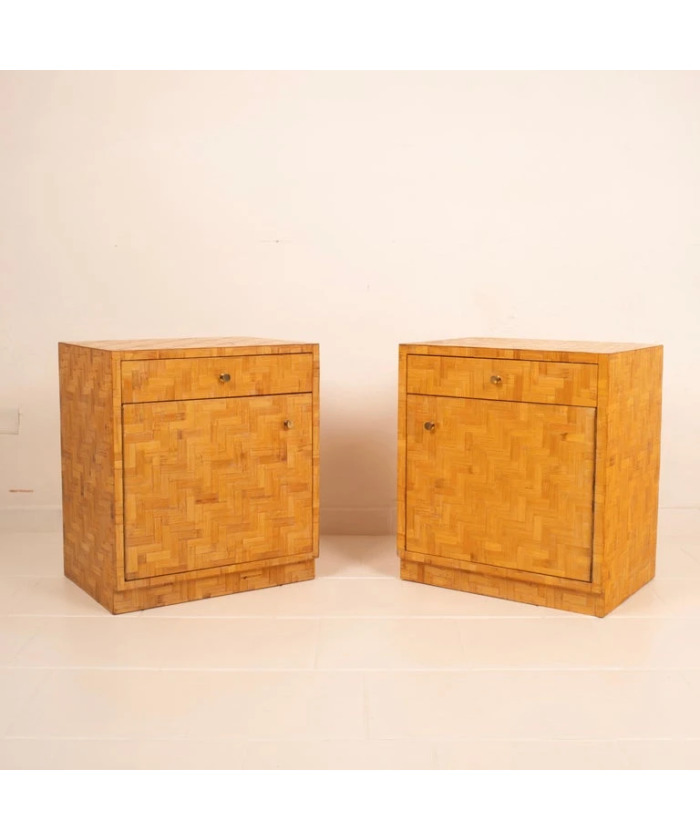 Pair of Pressed Bamboo Nightstands by Southern Nurseries, 1970s