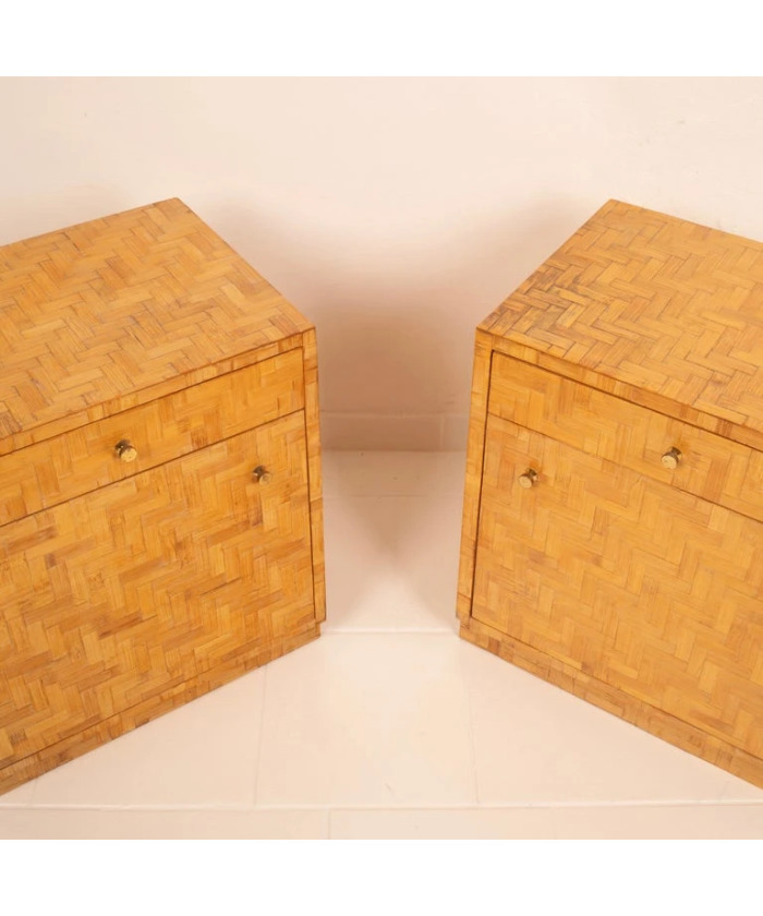 Pair of Pressed Bamboo Nightstands by Southern Nurseries, 1970s